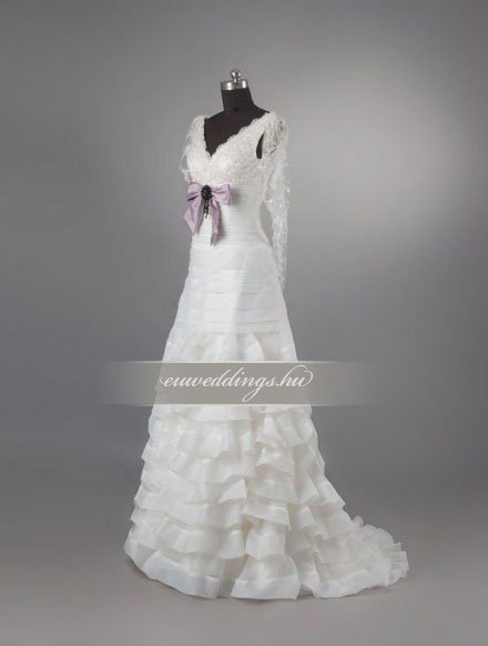 Menyasszonyi ruha A vonalú hosszú ujjú-AVH-255